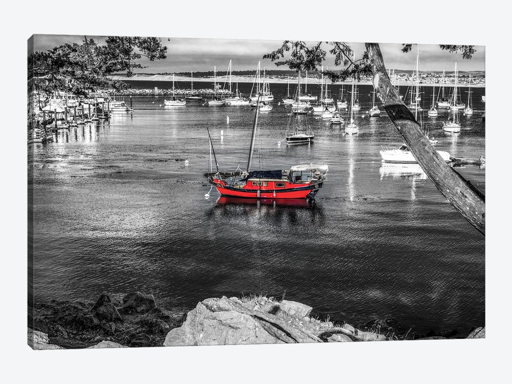 Red Boat Monterey Harbor by Joseph S. Giacalone 1-piece Canvas Wall Art