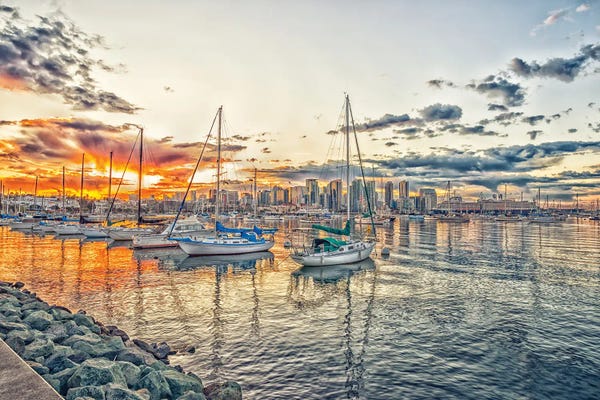 Harbors: A Hint Of Orange by Joseph S. Giacalone