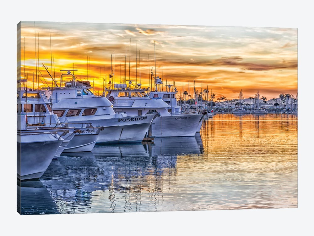 Fishing Boats At Sunrise by Joseph S. Giacalone 1-piece Canvas Artwork