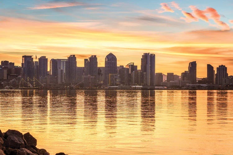 Reflections On Orange, San Diego Skyline