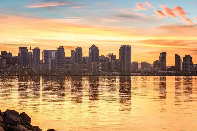 Reflections On Orange, San Diego Skyline