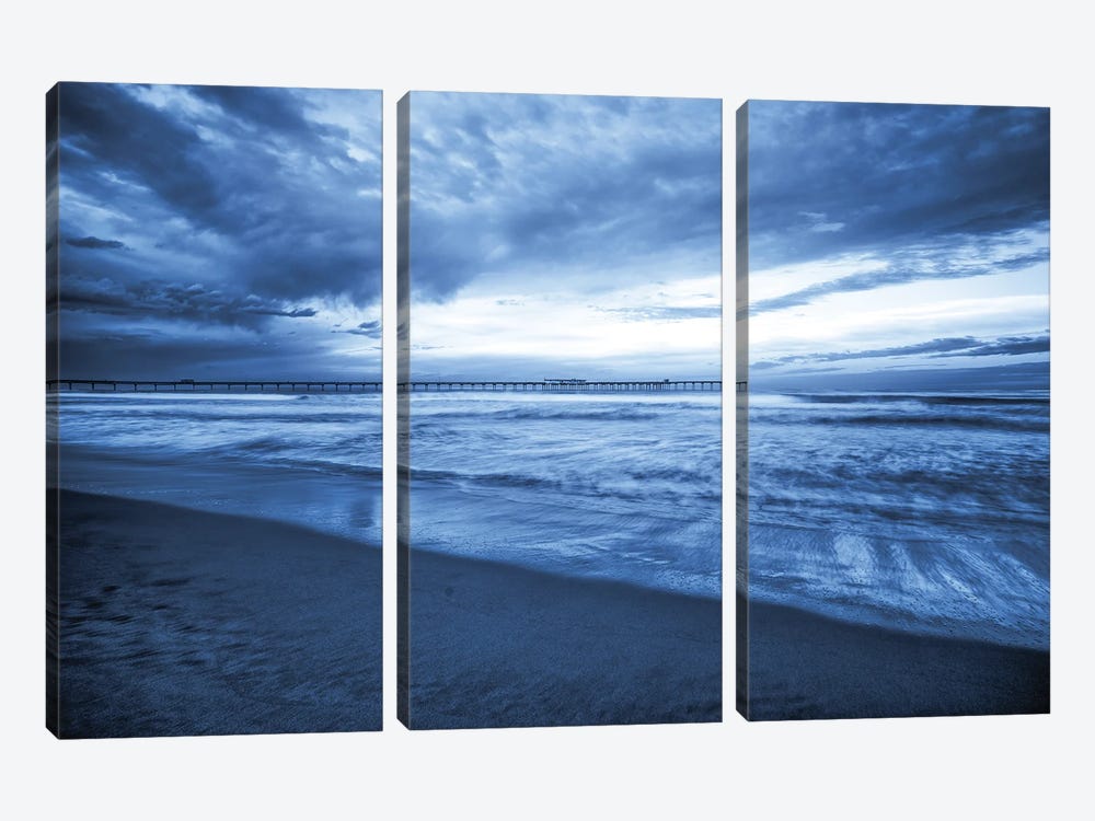 A Blue November, Ocean Beach, San Diego by Joseph S. Giacalone 3-piece Canvas Print