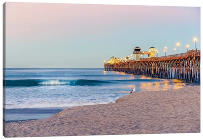 An Oceanside Pier Morning Canvas Art Print - Nautical Scenic Photography
