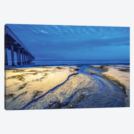 Flowing To The Sea, Scripps Pier Canvas Print #JGL331} by Joseph S. Giacalone Canvas Art Print