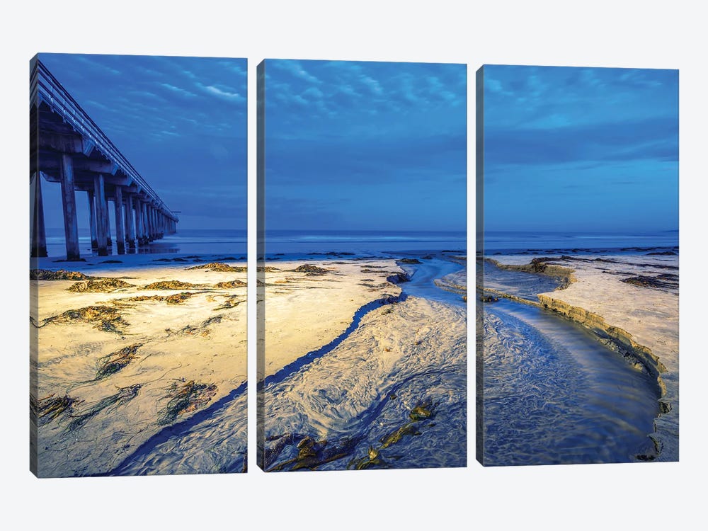 Flowing To The Sea, Scripps Pier by Joseph S. Giacalone 3-piece Canvas Art