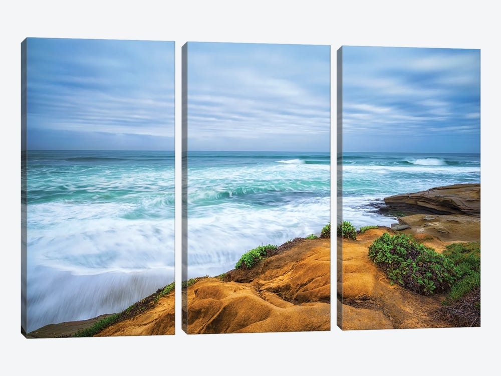 On A Cliff From Above Wipeout Beach, La Jolla by Joseph S. Giacalone 3-piece Art Print