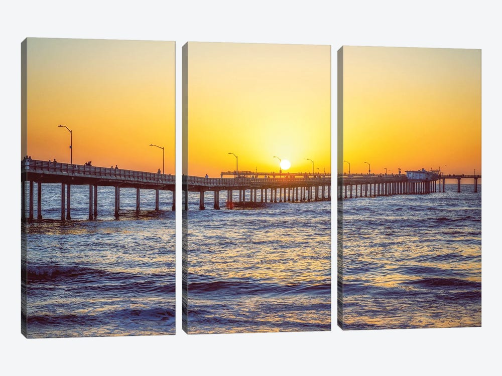 Perfect End Of The Day, Ocean Beach Pier by Joseph S. Giacalone 3-piece Canvas Print