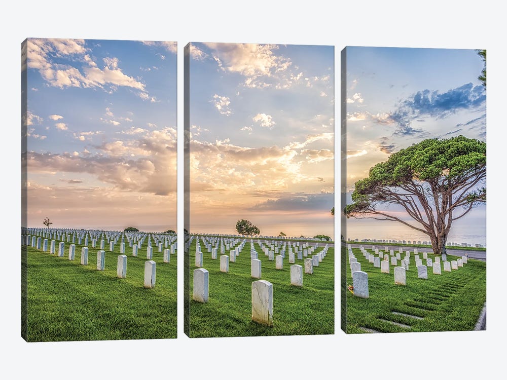 Graceful Summer Sunset At The Fort Rosecrans National Cemetery by Joseph S. Giacalone 3-piece Canvas Art