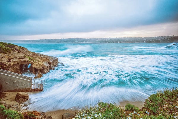 San Diego: Winter Surf Winter Swirls, La Jolla Cove Beach by Joseph S. Giacalone