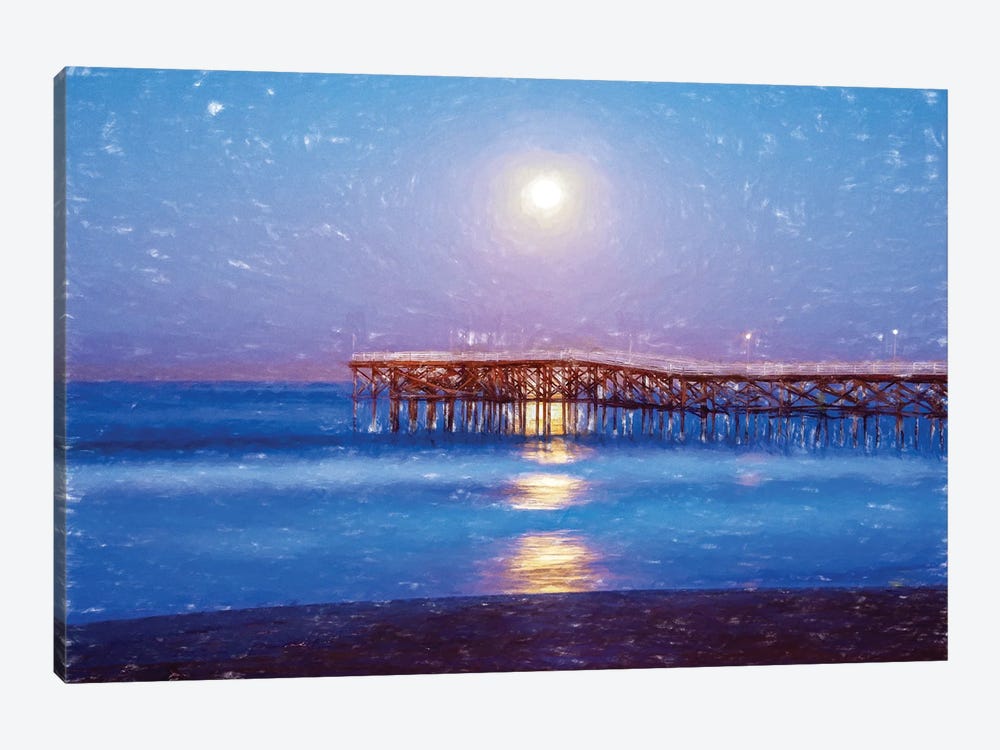 Moon Over Crystal Pier by Joseph S. Giacalone 1-piece Canvas Print