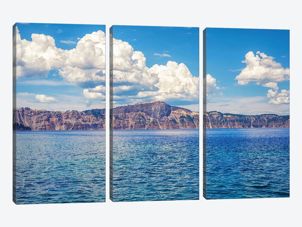 Blue And White Crater Lake National Park by Joseph S. Giacalone 3-piece Canvas Artwork