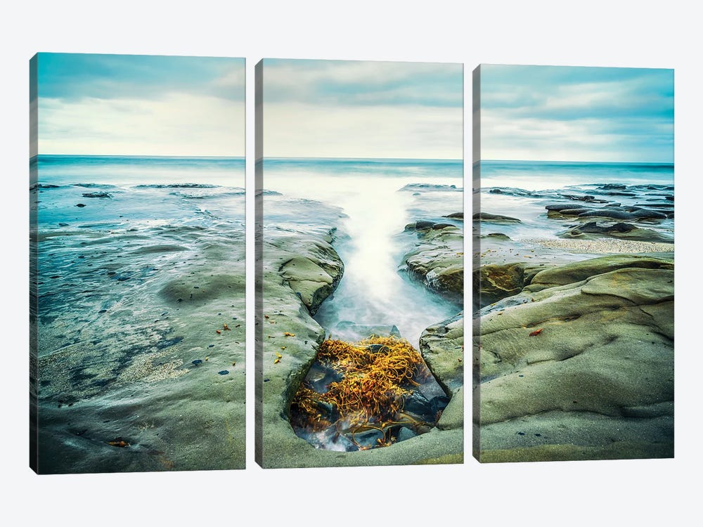 Gold In The Reef La Jolla Coast by Joseph S. Giacalone 3-piece Canvas Wall Art
