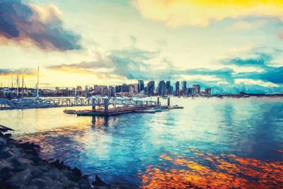 Winter Sunrise Winter Beauty San Diego Harbor by Joseph S. Giacalone framed canvas print