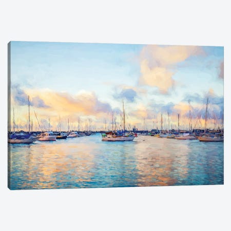 A Nautical Pastel San Diego Harbor Canvas Print #JGL413} by Joseph S. Giacalone Canvas Artwork