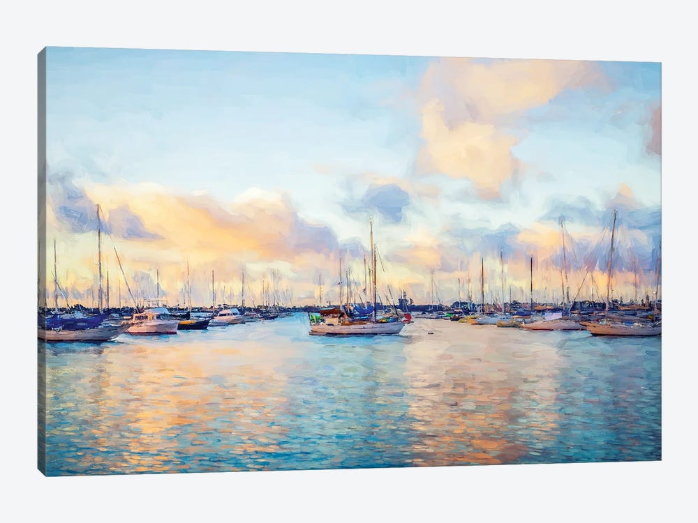 A Nautical Pastel San Diego Harbor by Joseph S. Giacalone 1-piece Canvas Print