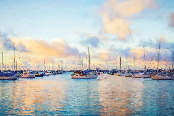San Diego: A Nautical Pastel San Diego Harbor by Joseph S. Giacalone