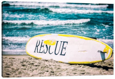 Rescue Board At Ocean Beach, San Diego Canvas Art Print - Joseph S Giacalone