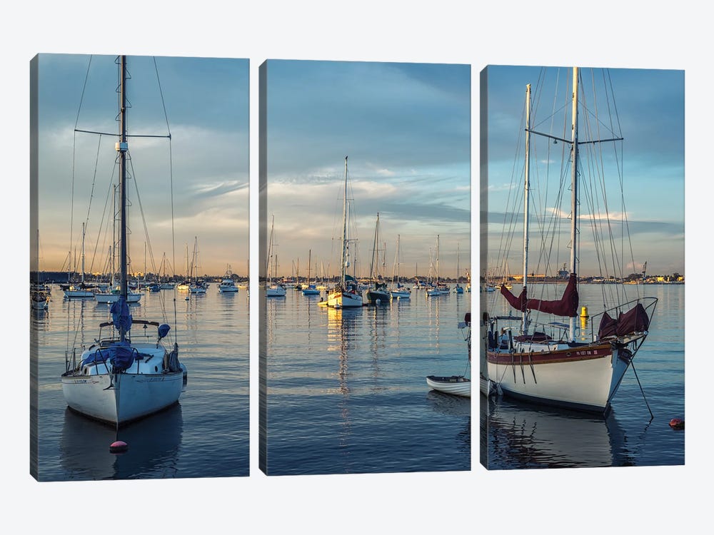 Winter Cool Winter Warmth, San Diego Harbor by Joseph S. Giacalone 3-piece Canvas Art Print
