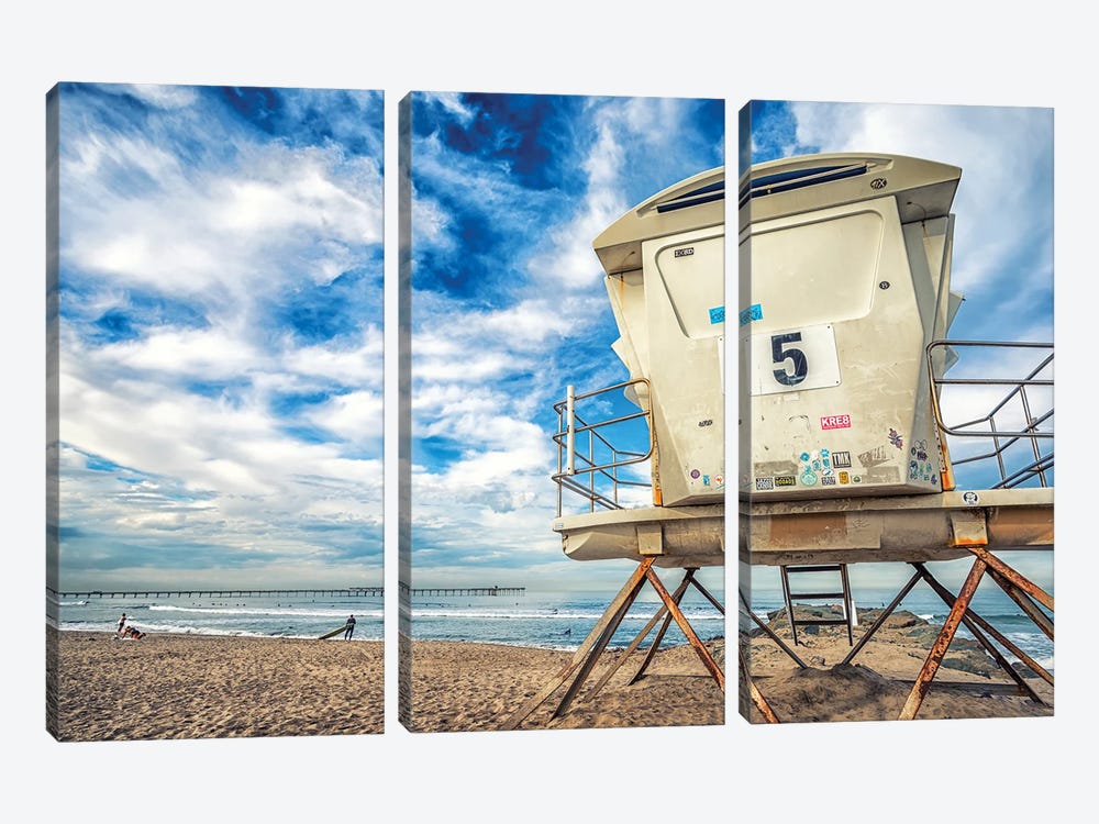 Decals On The Tower, Ocean Beach by Joseph S. Giacalone 3-piece Canvas Artwork