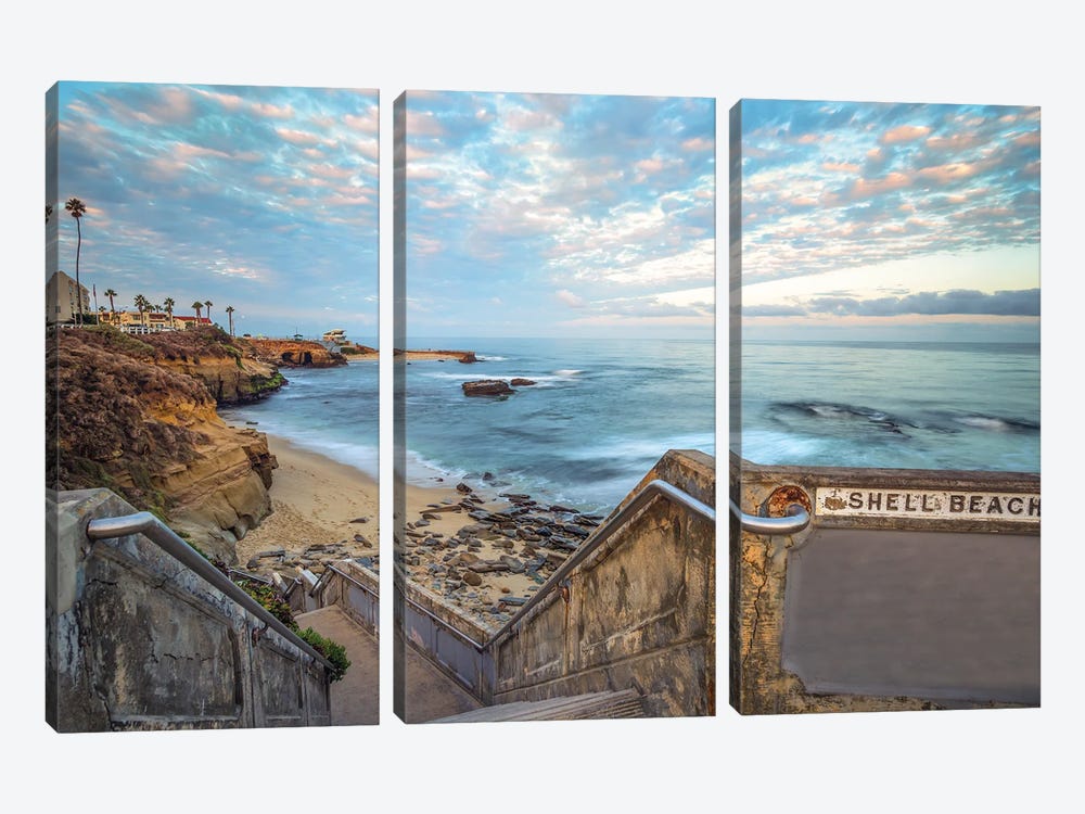 The Way Down To Shell Beach by Joseph S. Giacalone 3-piece Canvas Print
