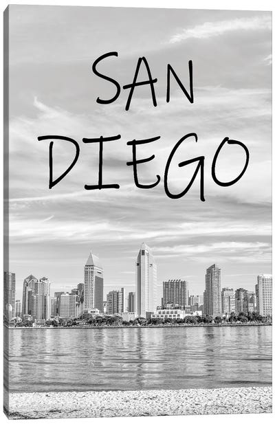 Classic Black And White, San Diego Skyline Canvas Art Print - Joseph S Giacalone