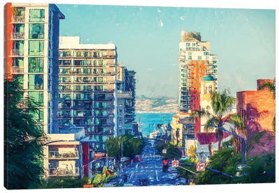 Beech Street View, San Diego California Canvas Art Print - Joseph S Giacalone