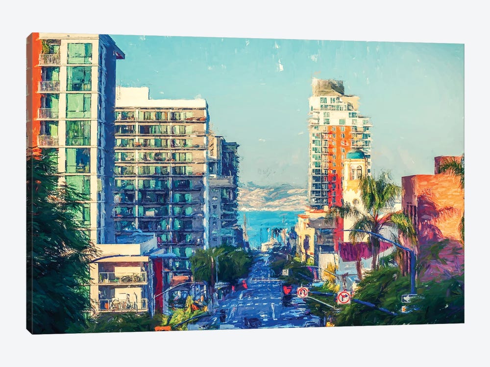 Beech Street View, San Diego California by Joseph S. Giacalone 1-piece Canvas Print