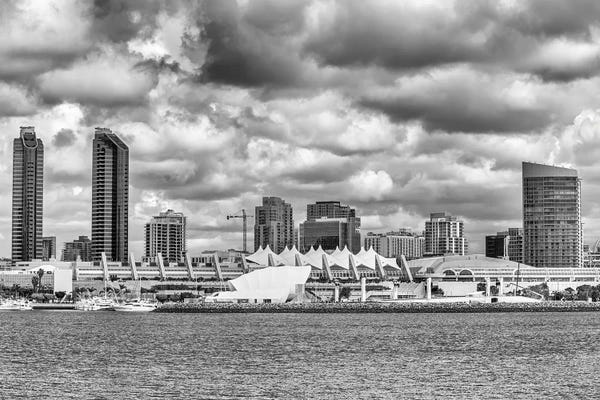 San Diego Skylines: A Dramatic Monochrome San Diego Skyline by Joseph S. Giacalone