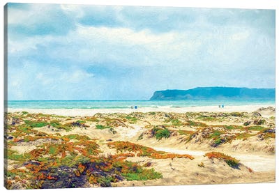 Spring Day At Coronado Central Beach, Painterly Style Canvas Art Print - Joseph S Giacalone
