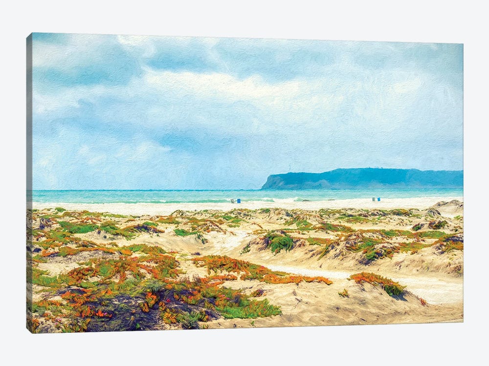 Spring Day At Coronado Central Beach, Painterly Style by Joseph S. Giacalone 1-piece Canvas Artwork