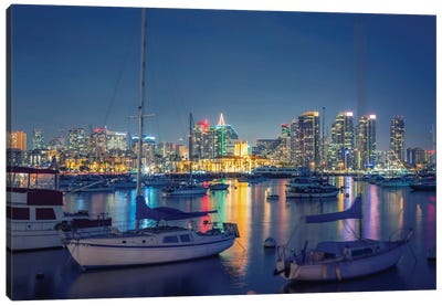 December Nights, San Diego Harbor Canvas Art Print - San Diego Skylines