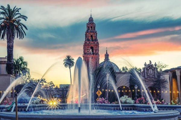 Fountains: Balboa Park At Sunset by Joseph S. Giacalone