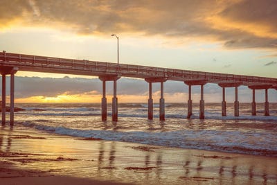 Ocean Beach Pier Sunset, San Diego California by Joseph S. Giacalone framed canvas print