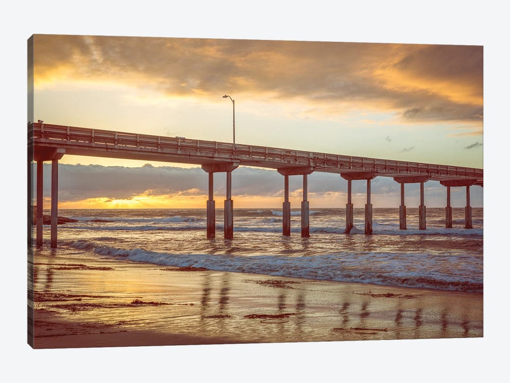 Ocean Beach Pier Sunset, San Diego California by Joseph S. Giacalone 1-piece Canvas Wall Art