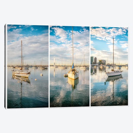 San Diego Harbor Nautical Triptych Canvas Print #JGL491} by Joseph S. Giacalone Canvas Art