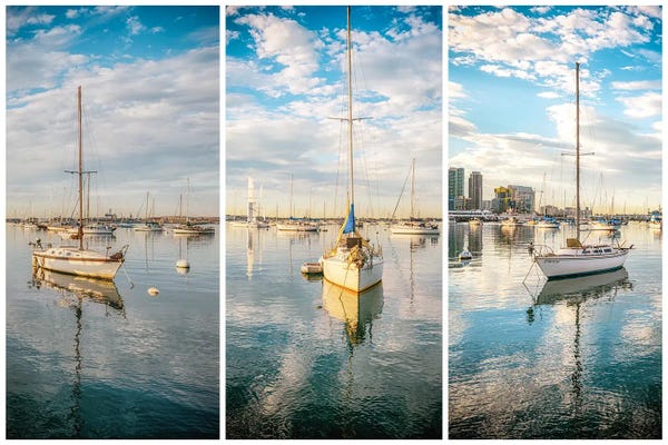 San Diego: San Diego Harbor Nautical Triptych by Joseph S. Giacalone