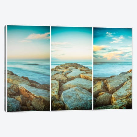 Mission Beach Jetty Triptych Canvas Print #JGL493} by Joseph S. Giacalone Canvas Art