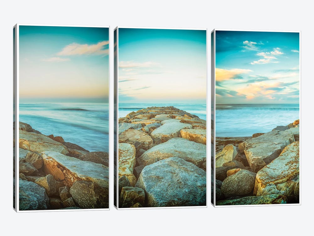 Mission Beach Jetty Triptych by Joseph S. Giacalone 3-piece Canvas Print