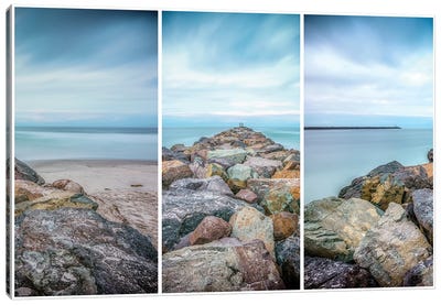 Reaching Out To The Sea Triptych Canvas Art Print - Joseph S Giacalone