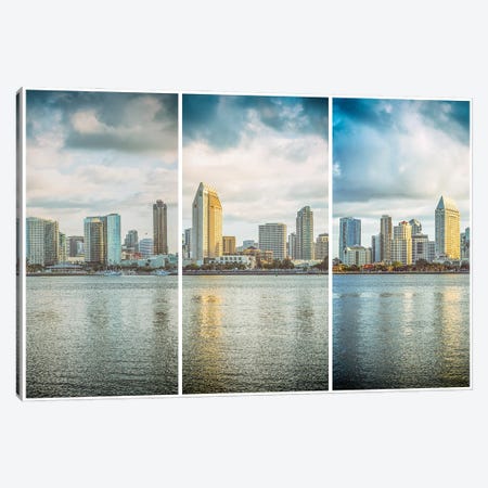 San Diego Skyline Triptych Canvas Print #JGL502} by Joseph S. Giacalone Canvas Artwork