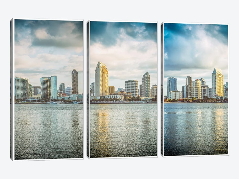 San Diego Skyline Triptych by Joseph S. Giacalone 3-piece Canvas Wall Art