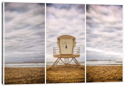 Ocean Beach 4 Triptych Canvas Art Print - Joseph S Giacalone