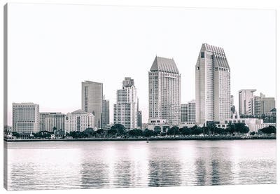 A San Diego Skyline Minimalist Monochrome Canvas Art Print - San Diego Skylines
