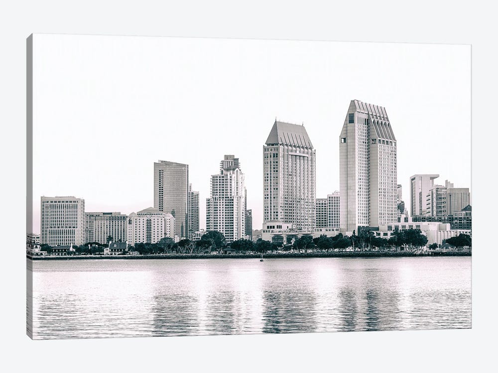 A San Diego Skyline Minimalist Monochrome by Joseph S. Giacalone 1-piece Canvas Print