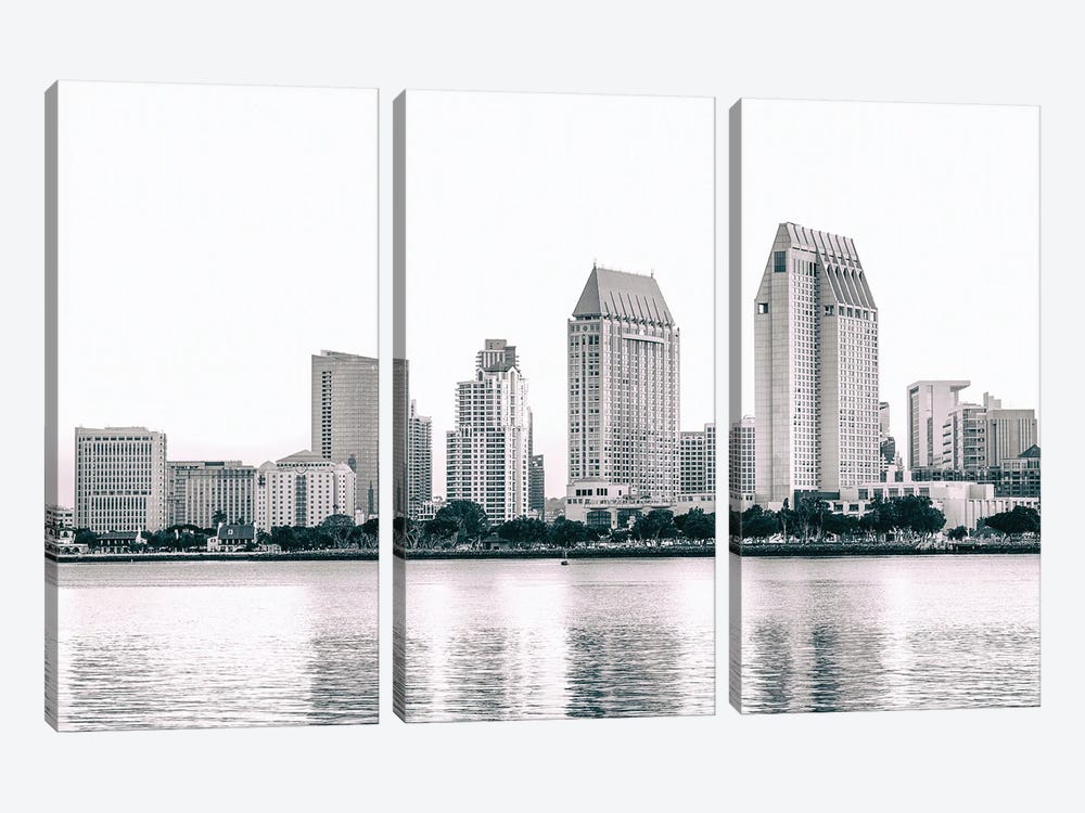 A San Diego Skyline Minimalist Monochrome by Joseph S. Giacalone 3-piece Canvas Print