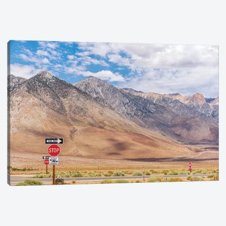 Signs On Highway 395 Sierra Nevada Mountains Canvas Print #JGL536} by Joseph S. Giacalone Canvas Artwork