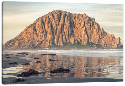 Iconic Morro Rock In Reflection Canvas Art Print - Joseph S Giacalone