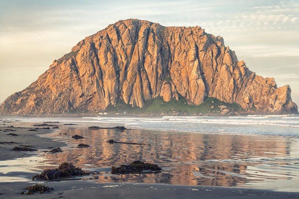 Rocky Beaches: Iconic Morro Rock In Reflection by Joseph S. Giacalone