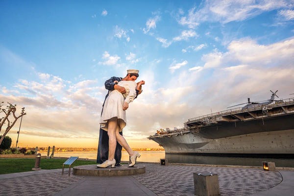 San Diego: Unconditional Surrender Statue Sunrise San Diego Harbor by Joseph S. Giacalone