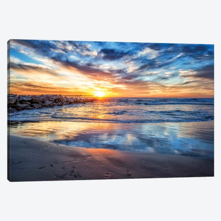 Winter Sunset At Ocean Beach Canvas Print #JGL56} by Joseph S. Giacalone Canvas Print